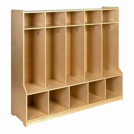 FLASH FURNITURE 48x15x48 Wood School Coat Locker with Bench, 10 Cubbies 354MKLCKR001